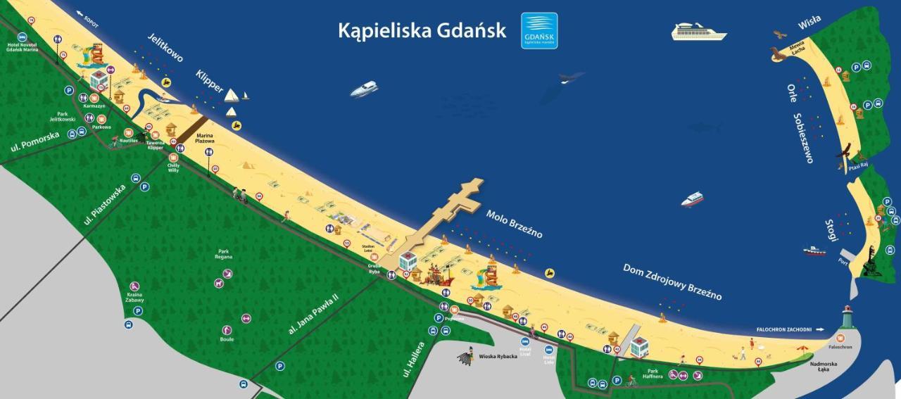Sunny Sleeps 4 By The Beach With Garden Patio - Gdansk Przymorze Apartamento Exterior foto